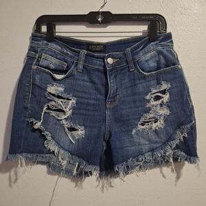 Judy Blue Distressed Denim Shorts Size M - Blue